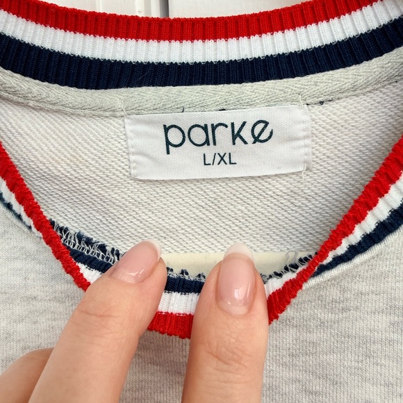 Parke Gray Sweater with Red and Blue Accents excellent pre-loved condition - Picture 2 of 3